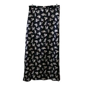 Vintage Streetwear Floral 90s Maxi Skirt Rayon Medium Phoebe Buffay